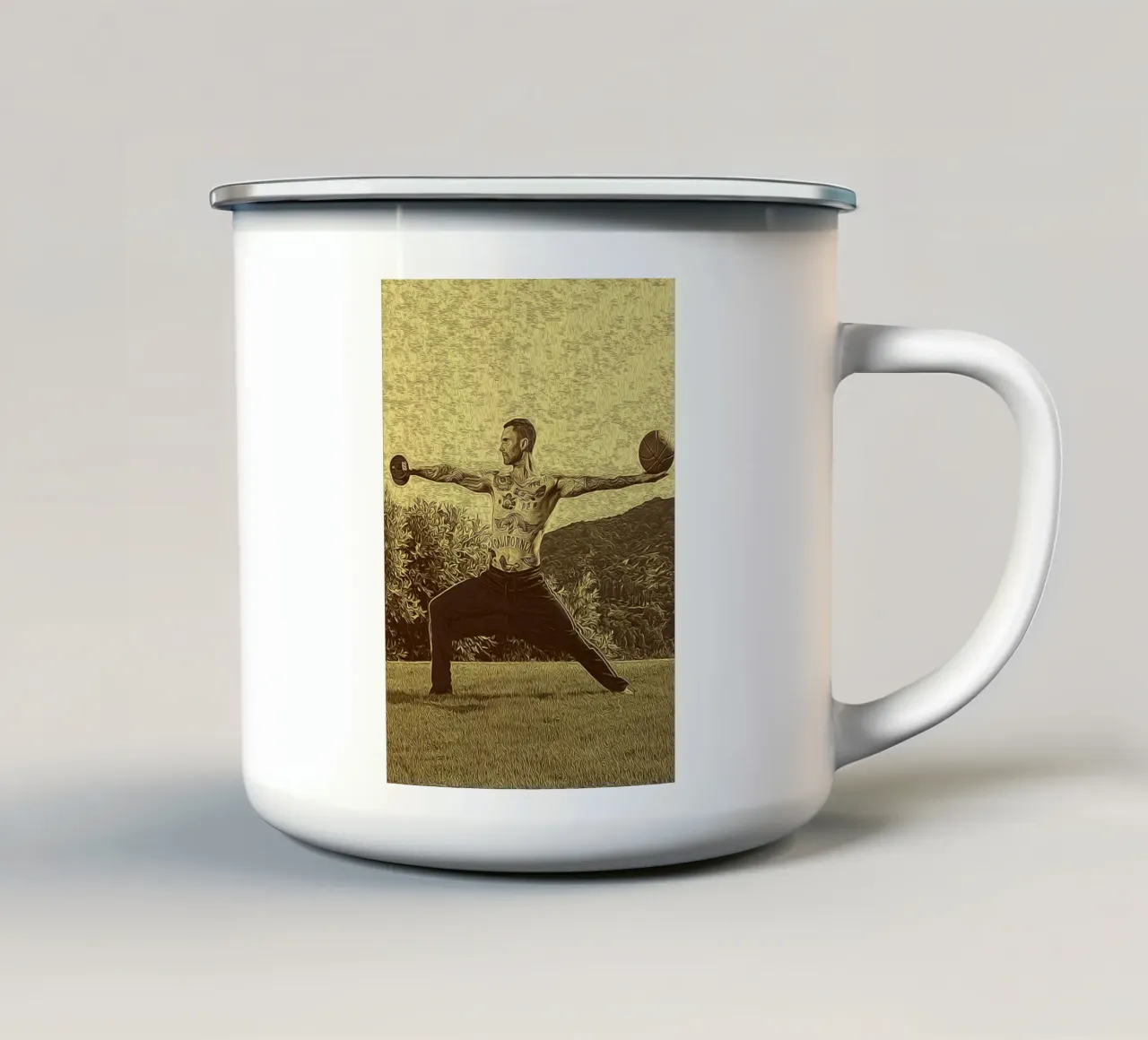 Prestazioni in inchiostro tazza in smalto da singpentinksale