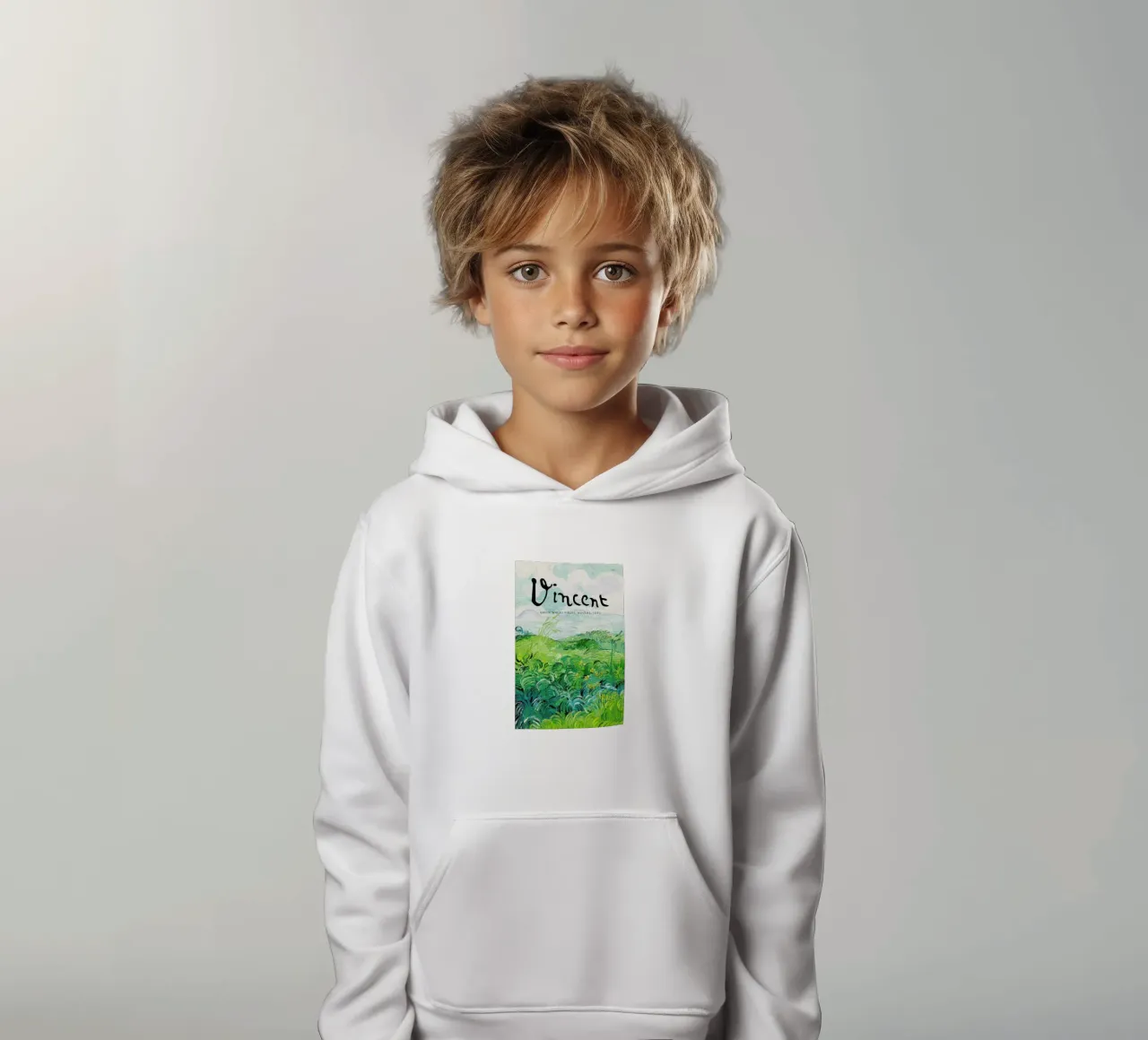 Signed, Vincent – Green Wheat Fields felpa bambino con cappuccio da Vintage by JUNIQE
