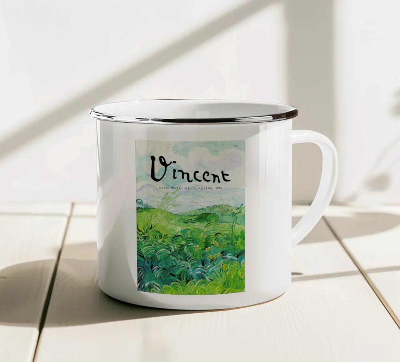 Signed, Vincent – Green Wheat Fields tazza in smalto da Vintage by JUNIQE