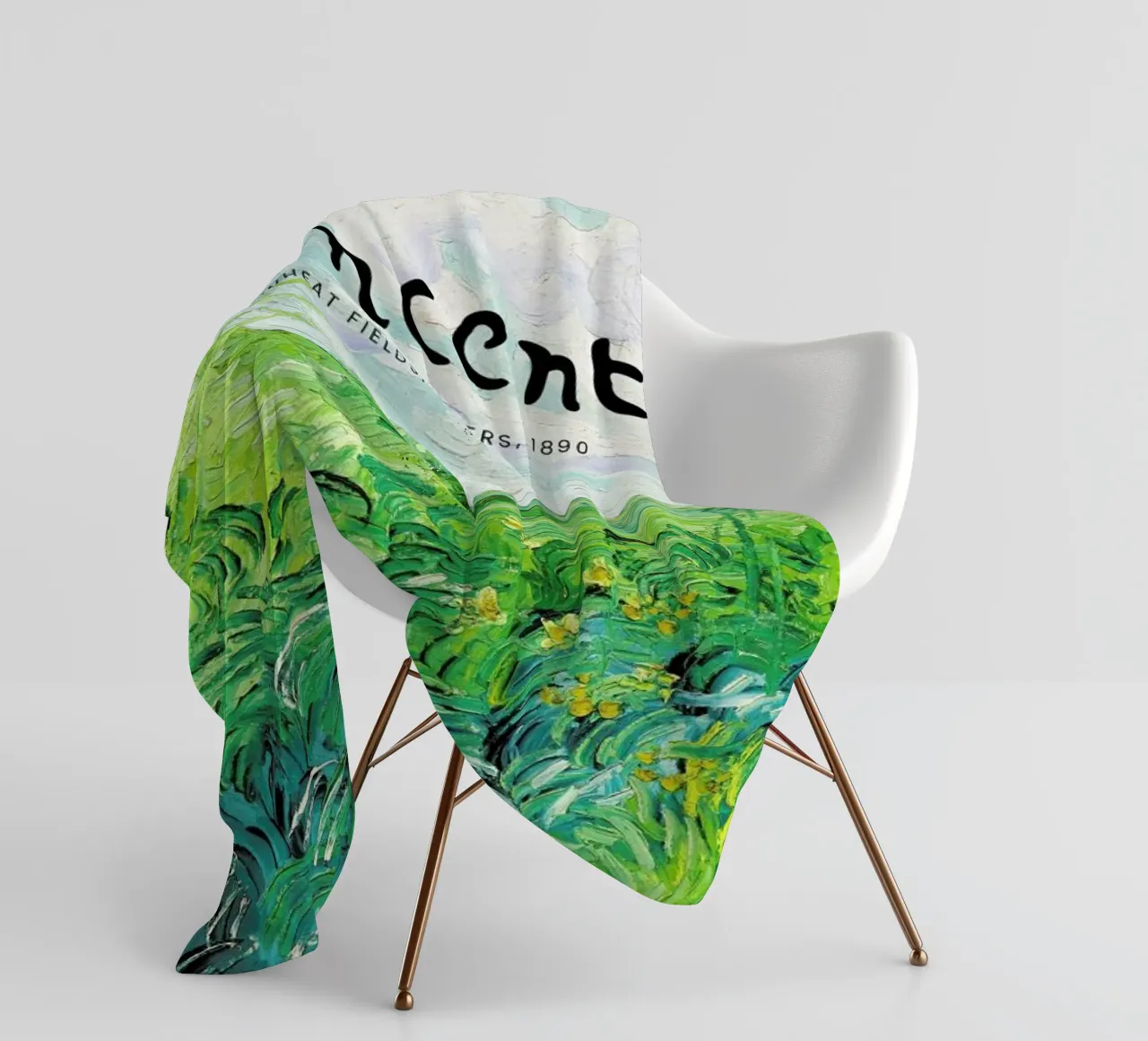 Signed, Vincent – Green Wheat Fields coperta in pile da Vintage by JUNIQE