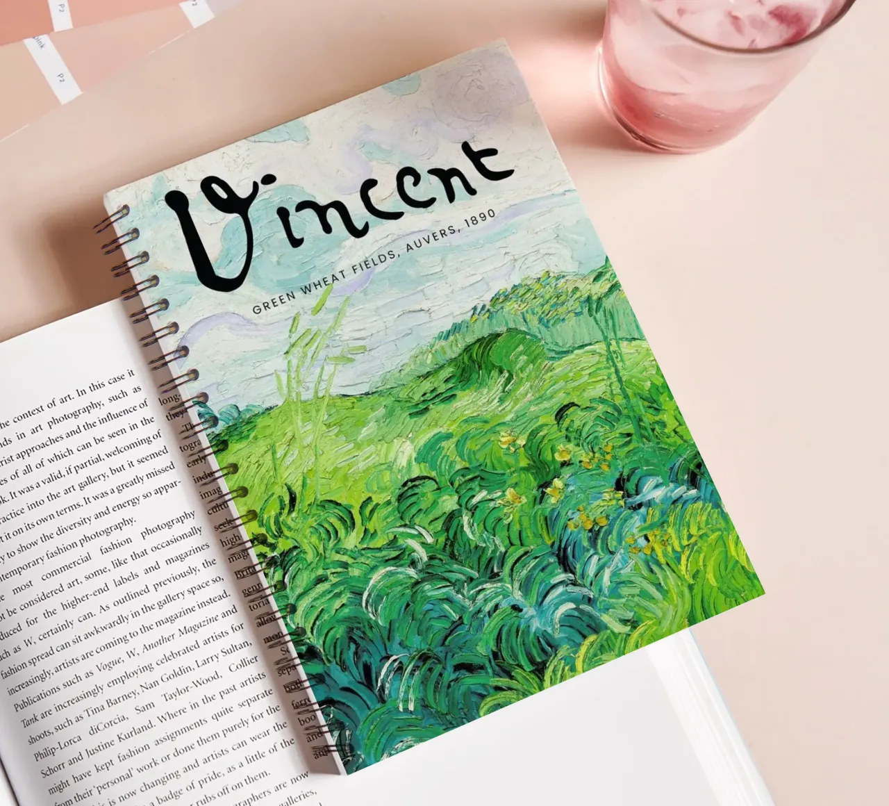 Signed, Vincent – Green Wheat Fields spiral notebook by Vintage by JUNIQE