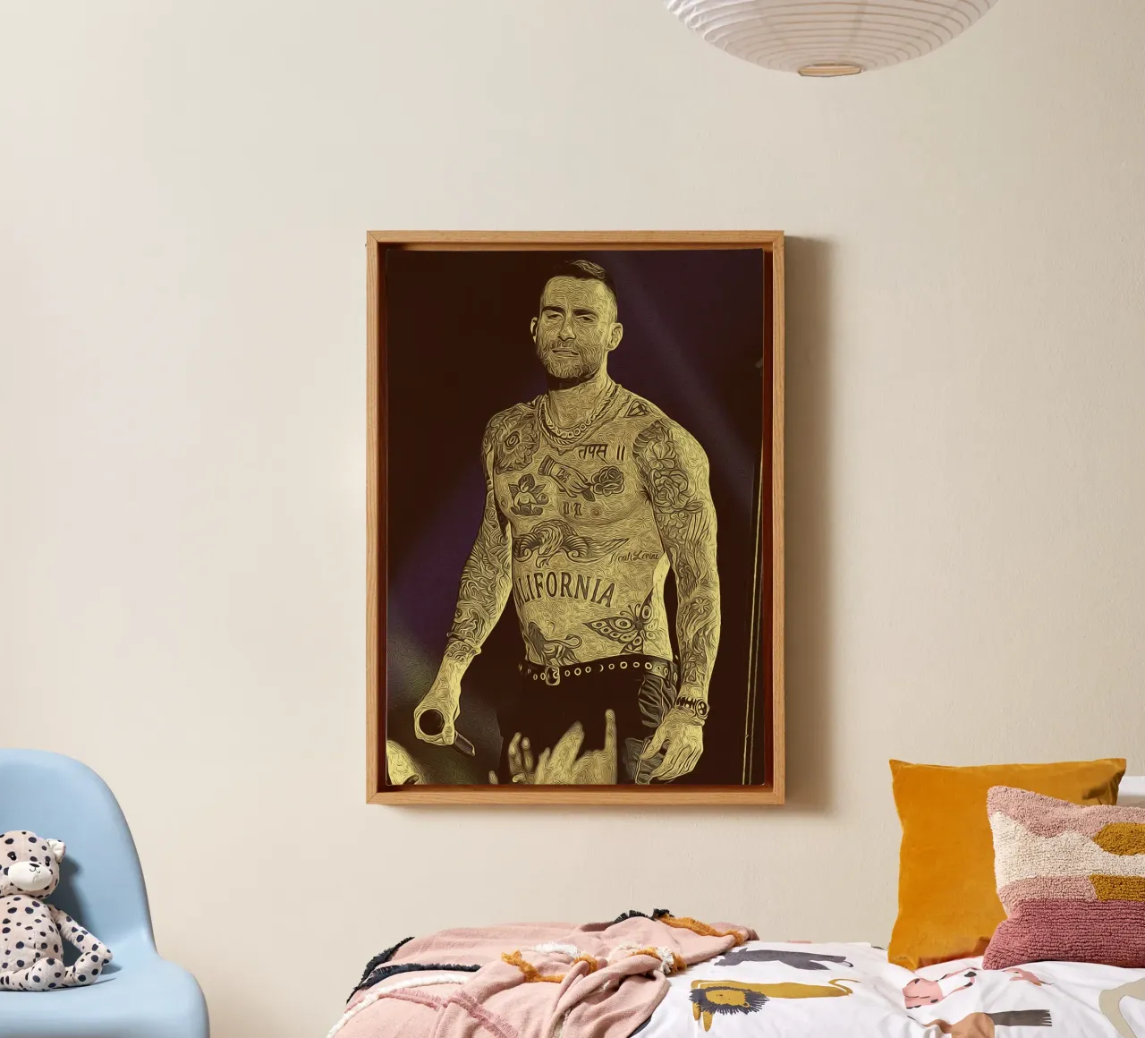 Levine in beweging canvas met Baklijst van singpentinksale