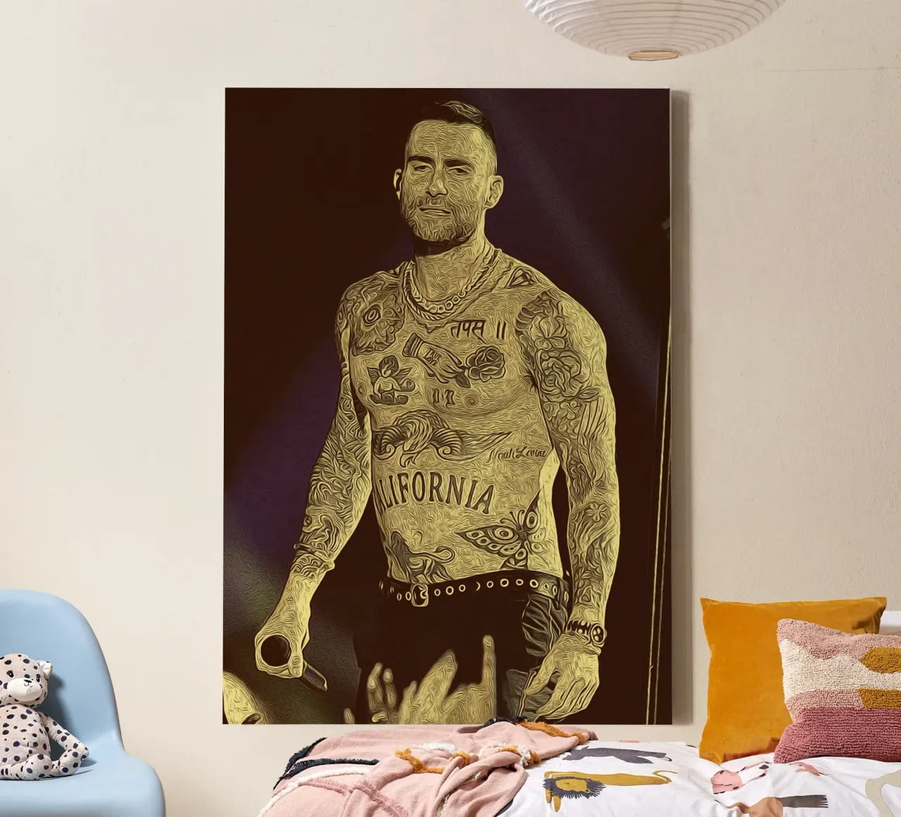 Levine in beweging canvas met Baklijst van singpentinksale