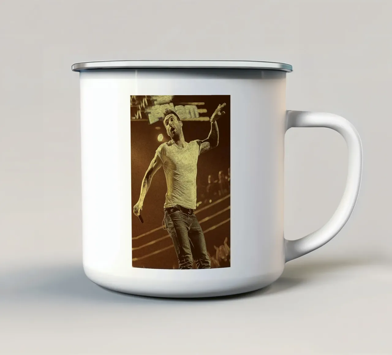 Le mani sul microfono tazza in smalto da singpentinksale