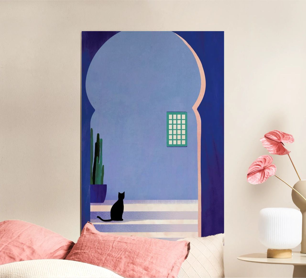 Cat in Morocco Poster mit Aluminium Rahmen von Henry Rivers