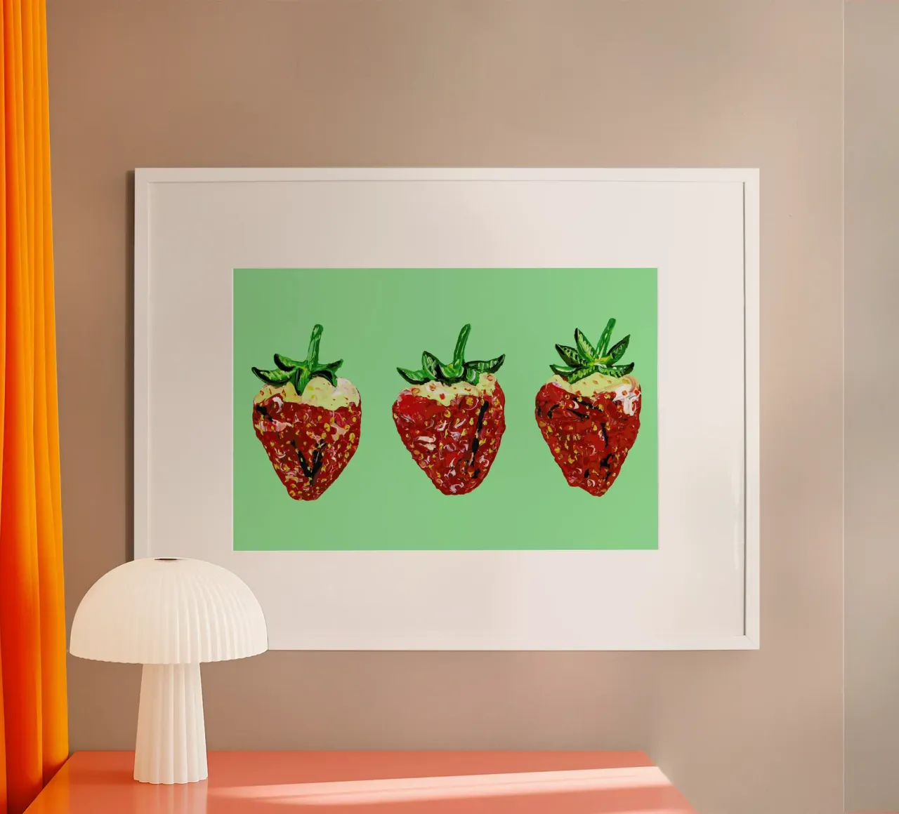 Strawberries poster con telaio in plastica da Alice Straker