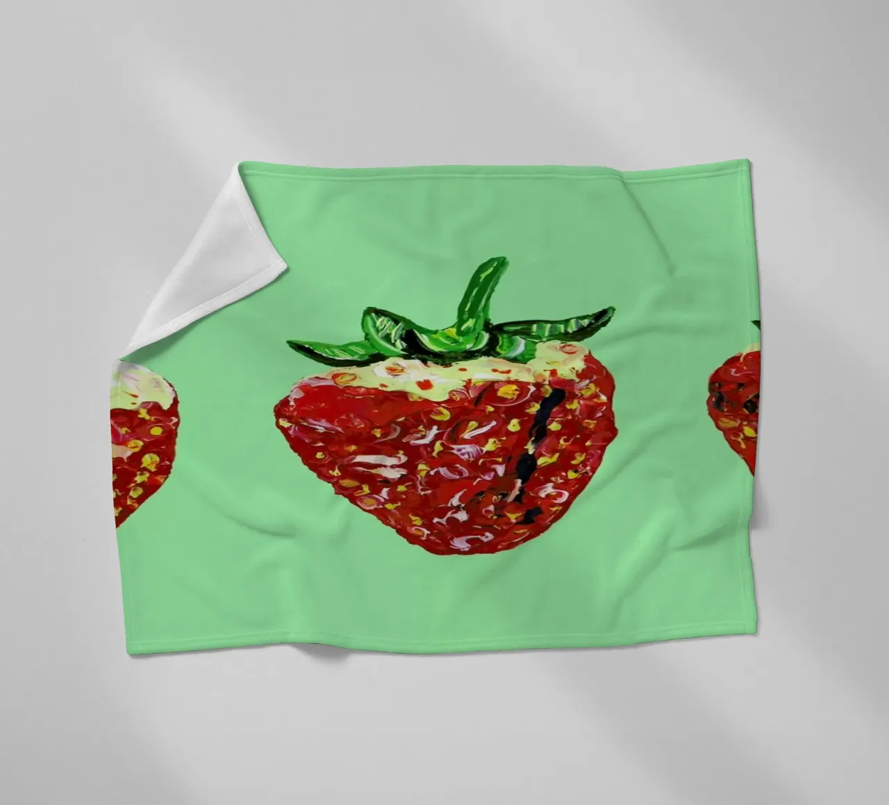 Strawberries fleece blanket by Alice Straker