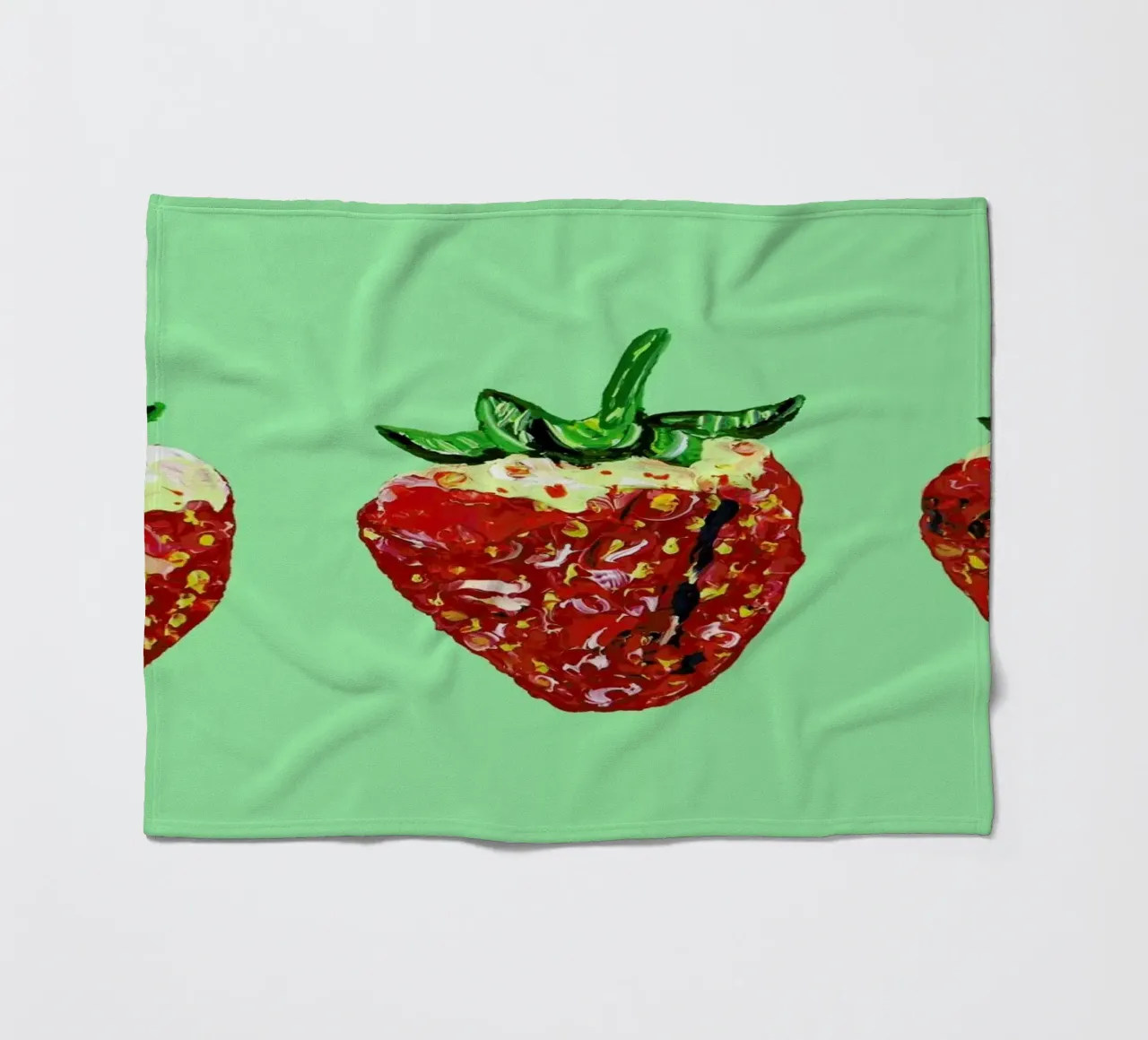 Strawberries fleece blanket by Alice Straker