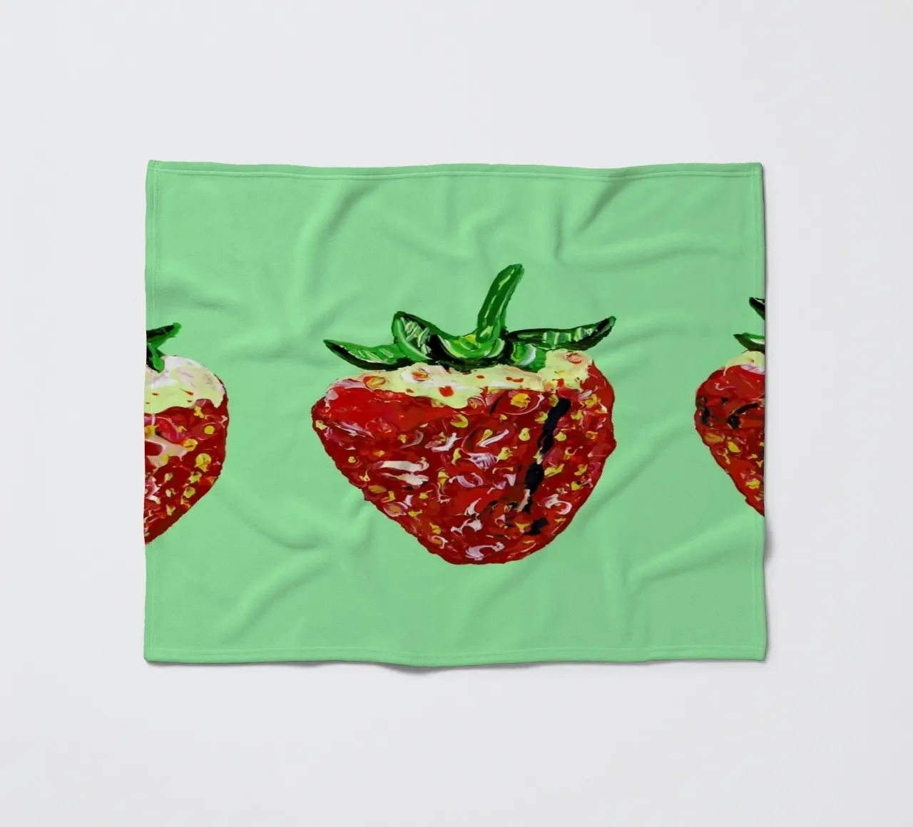 Strawberries fleece blanket by Alice Straker