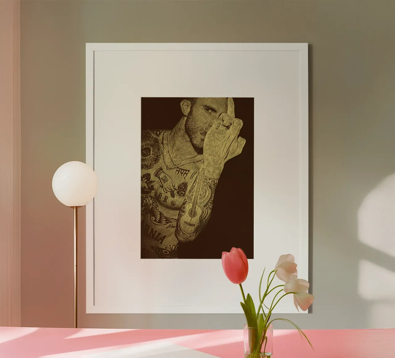 Tempesta d'inchiostro musicale poster con telaio in alluminio da singpentinksale