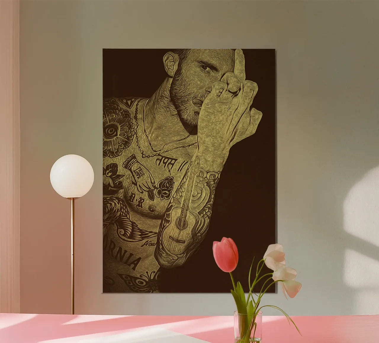 Tempesta d'inchiostro musicale poster con telaio in alluminio da singpentinksale