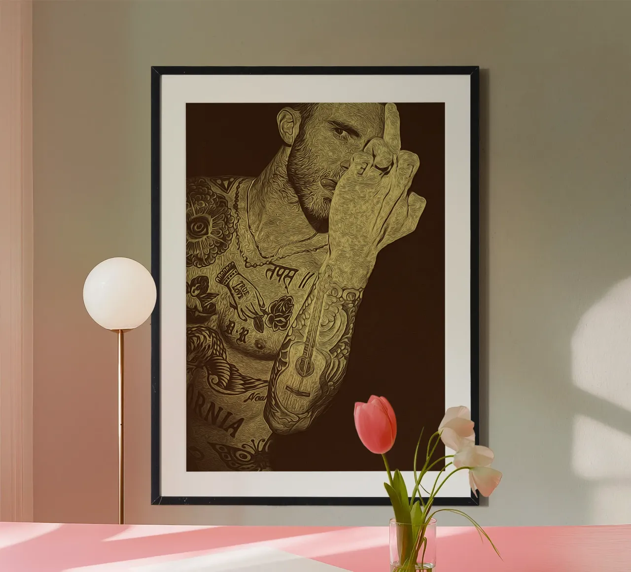 Tempesta d'inchiostro musicale poster con telaio in alluminio da singpentinksale