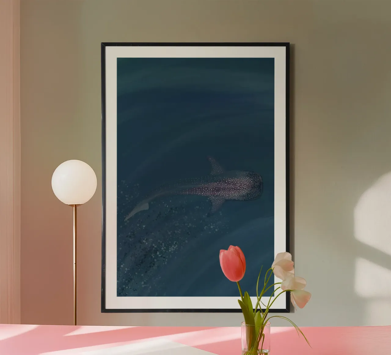 Walhai poster with plastic frame by Anika Merten
