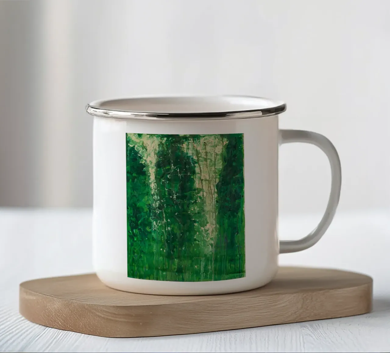 Verde dipinto - Cy Twombly tazza in smalto da Albertopant