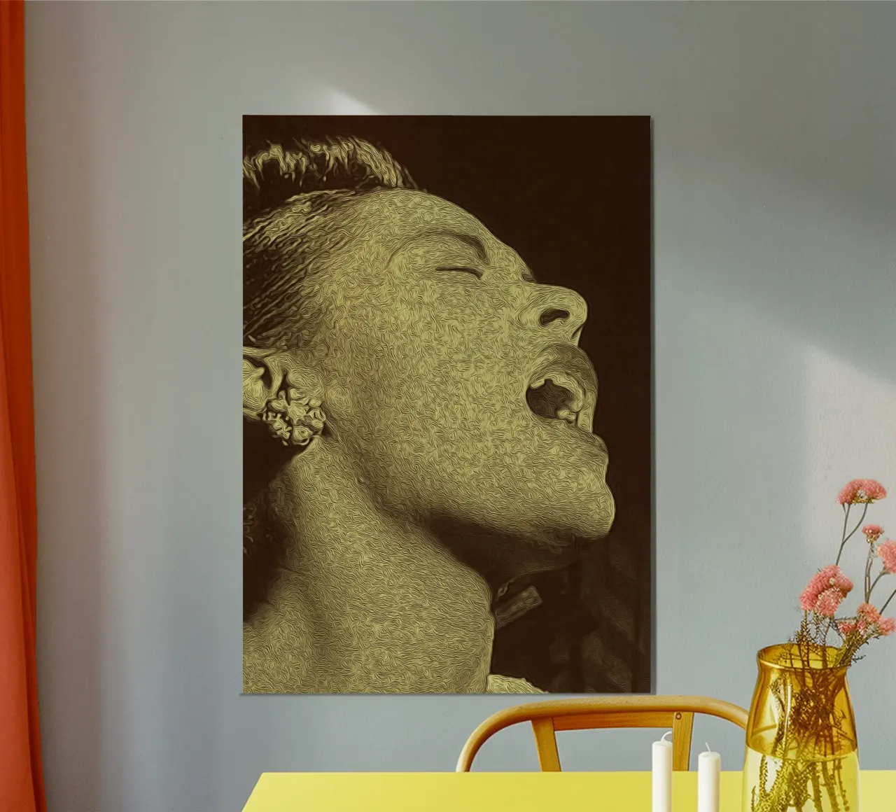 Ombre di una cantante alluminio dibond da singpentinksale