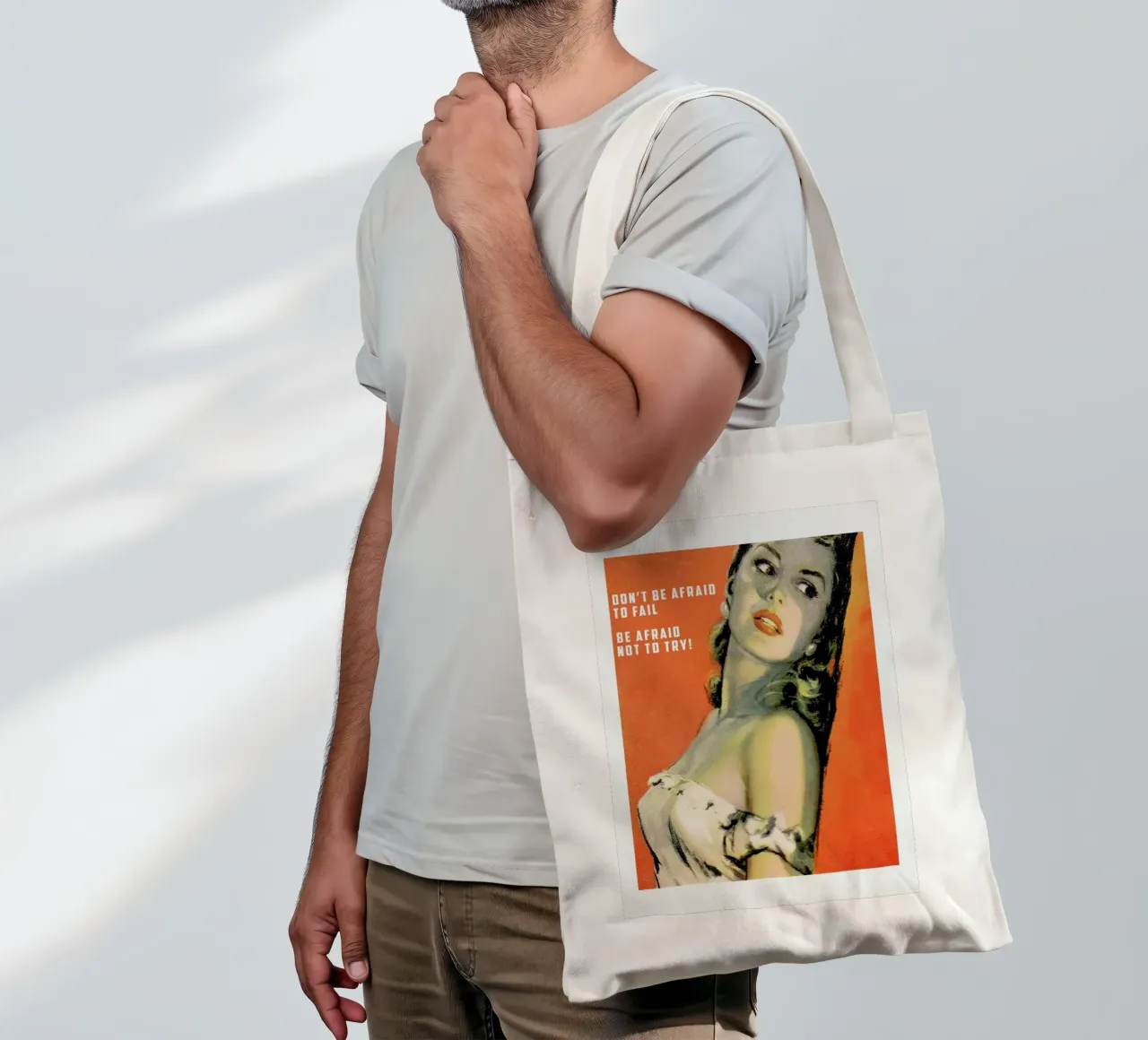 Don't Be Afraid To Fail borsa in juta da Gallery Print and Art Limited