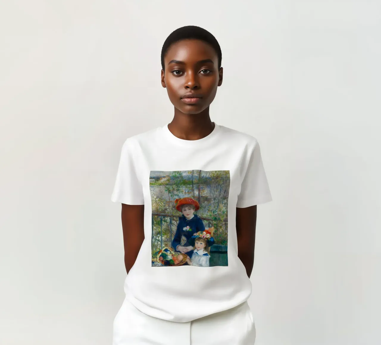 Due sorelle sulla terrazza - Pierre Aguste Renoir t-shirt da masonday