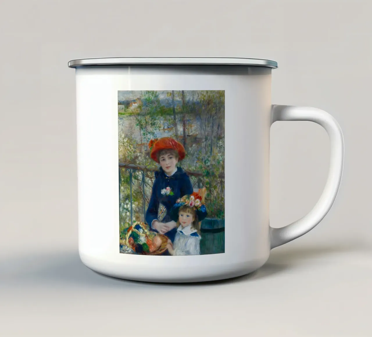 Due sorelle sulla terrazza - Pierre Aguste Renoir tazza in smalto da masonday