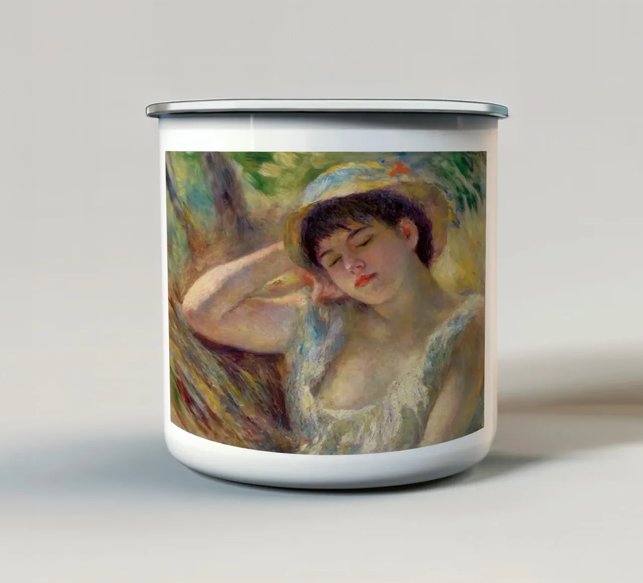 Donna addormentata - Pierre Auguste Renoir tazza in smalto da masonday