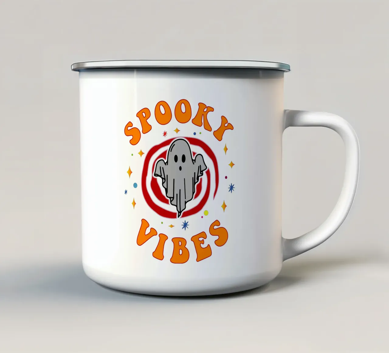 spooky vibes grappig spook emaille mok van onetime