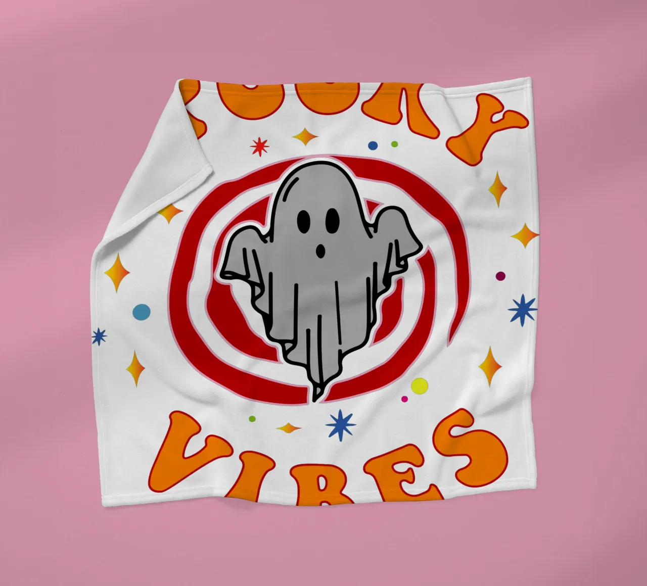 spooky vibes funny ghost fleece blanket by onetime