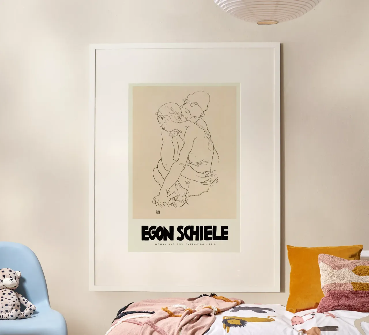 Schiele - Woman And Girl Embracing II poster con telaio in alluminio da Vintage by JUNIQE
