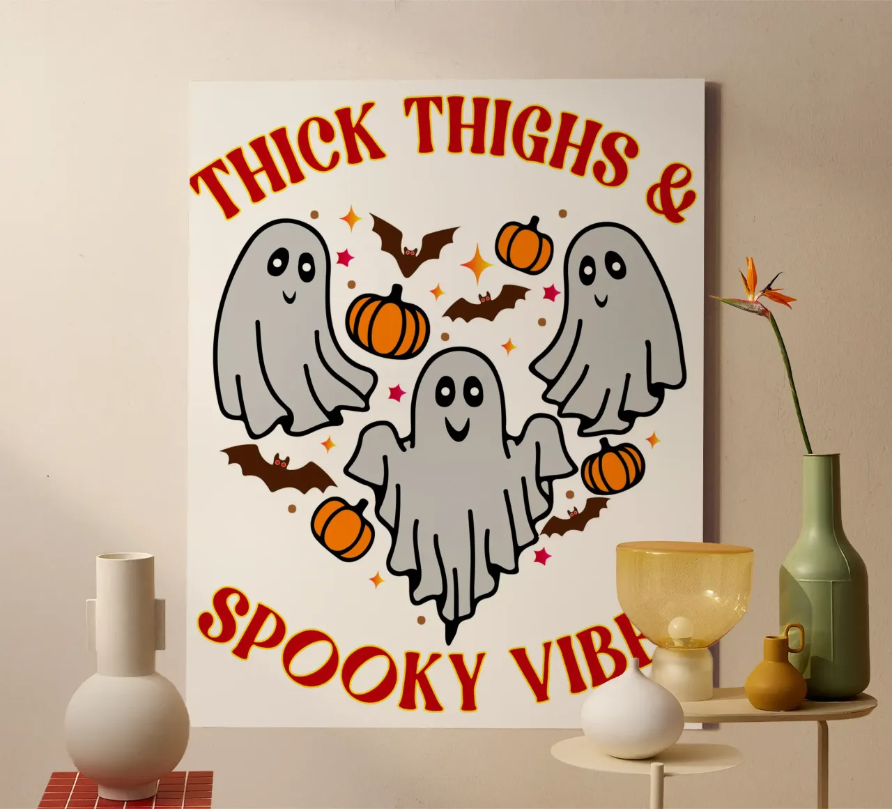 thick thighs spooky vibes canvas by onetime
