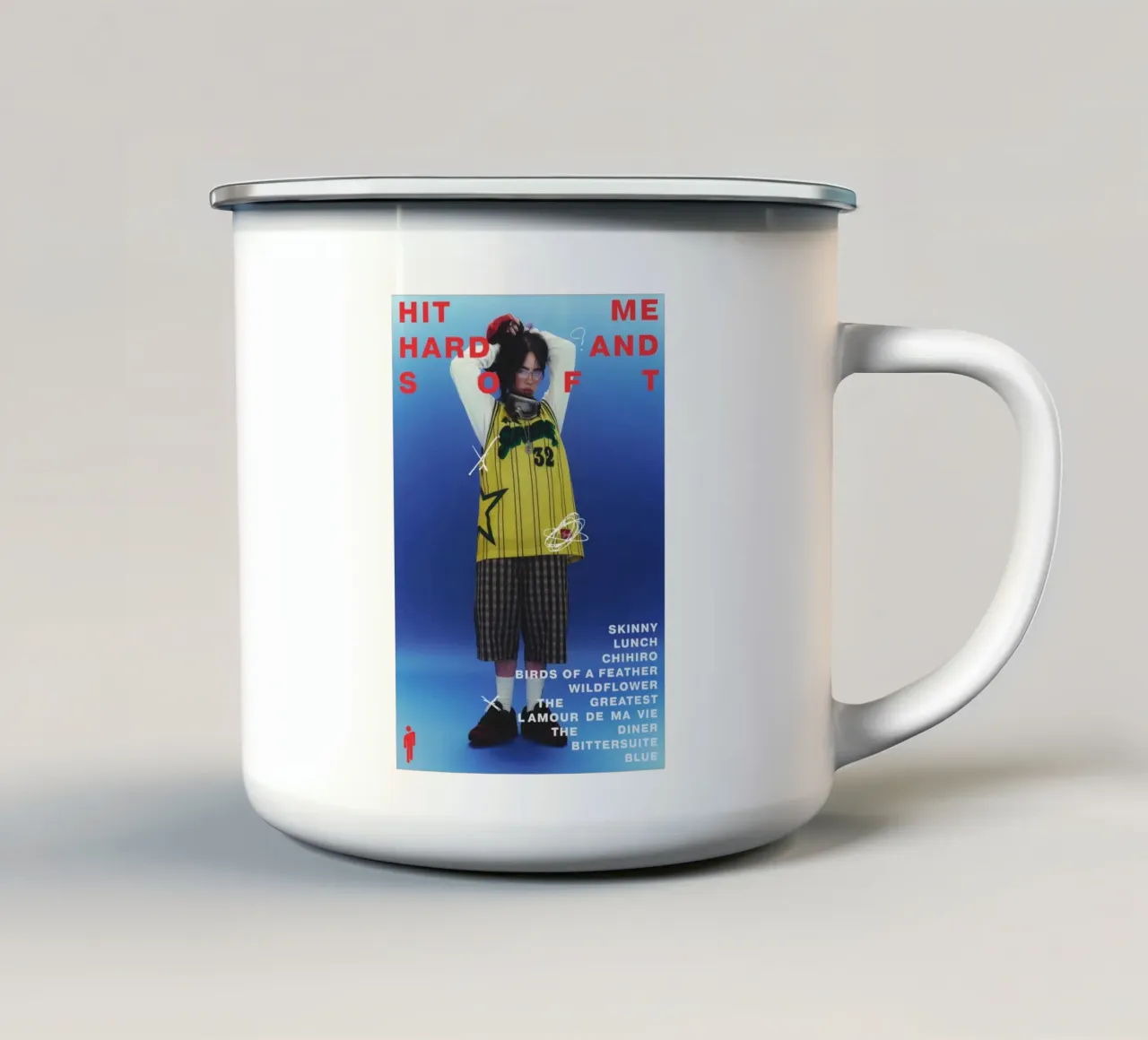 Billie Eilish d'epoca tazza in smalto da AudioLibrary