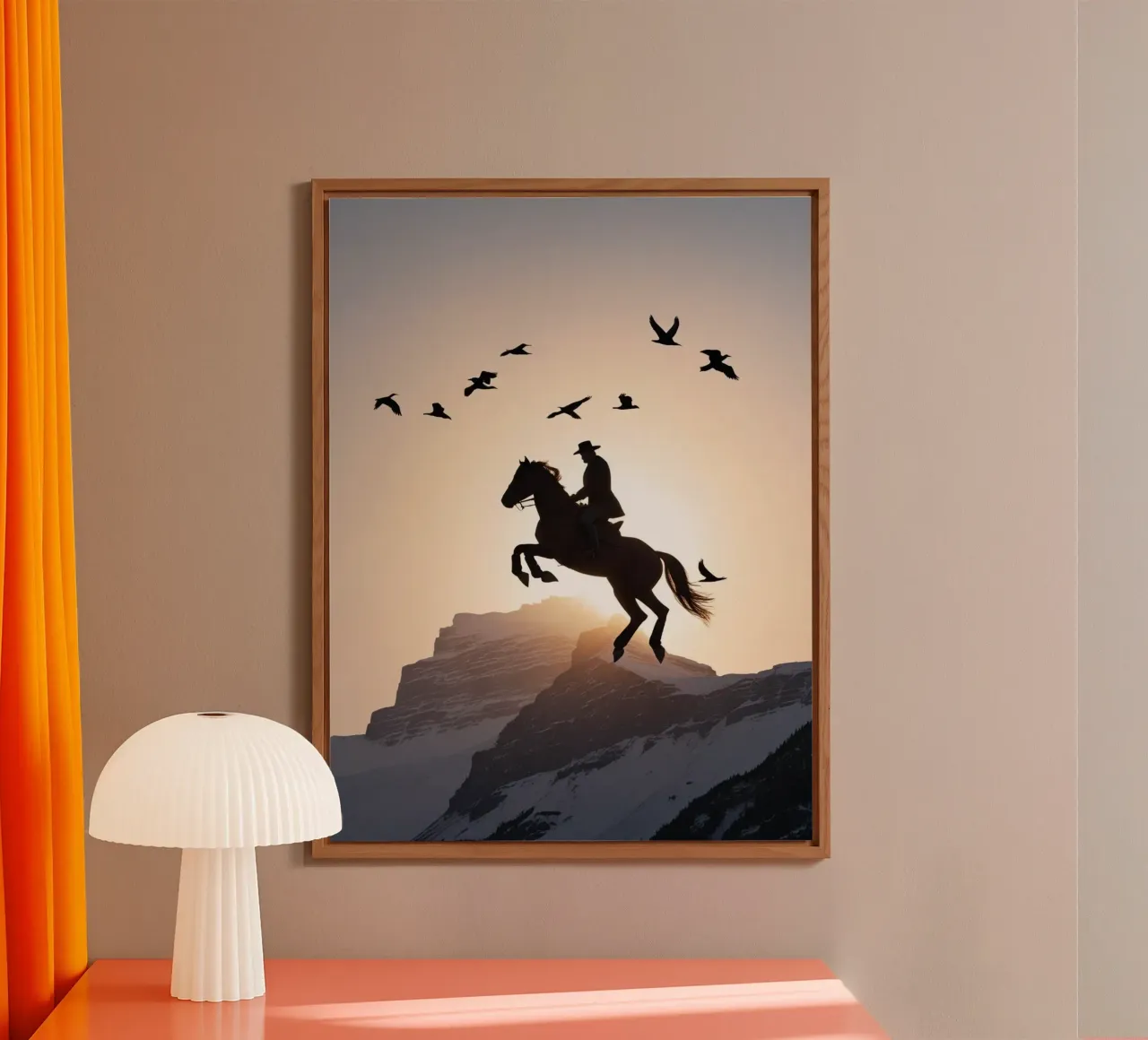 Cowboy-Silhouette Alu-Dibond von Horsire