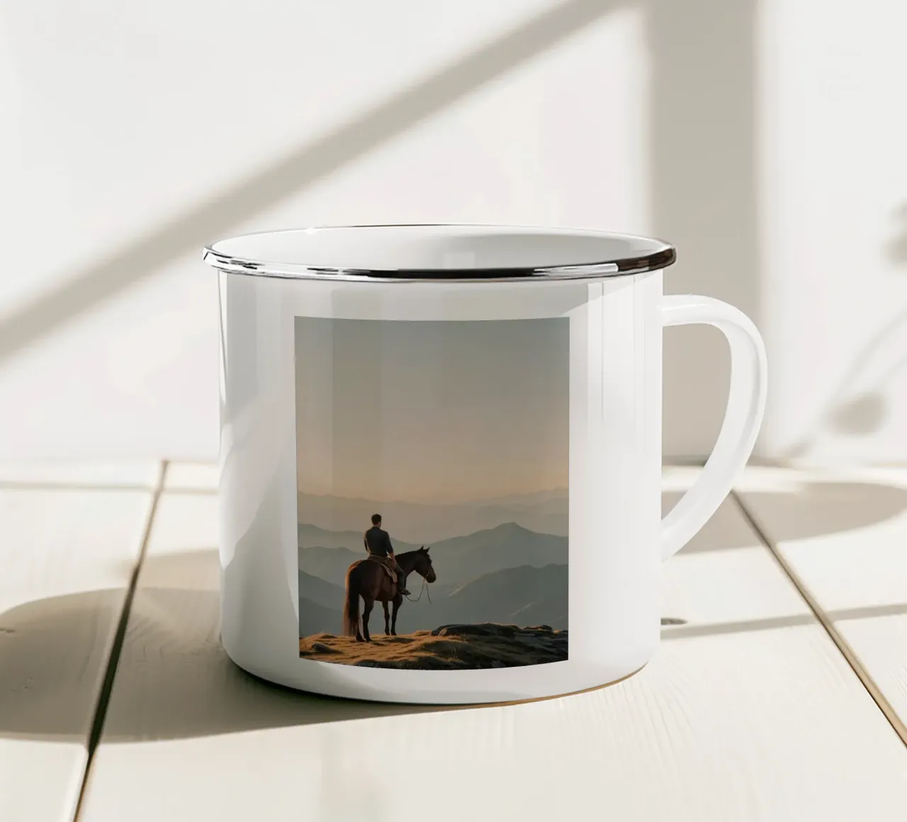 rilassamento del cavaliere tazza in smalto da Horsire
