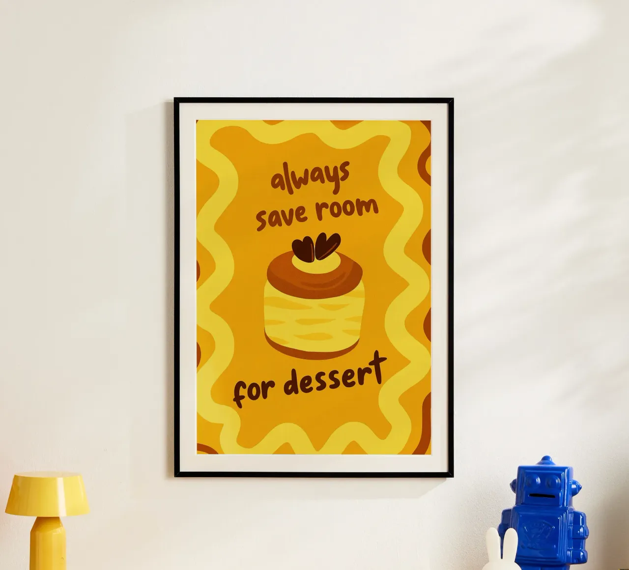 Lasciate sempre un po' di spazio per il dessert Cucina divertente poster con telaio in alluminio da oneroad
