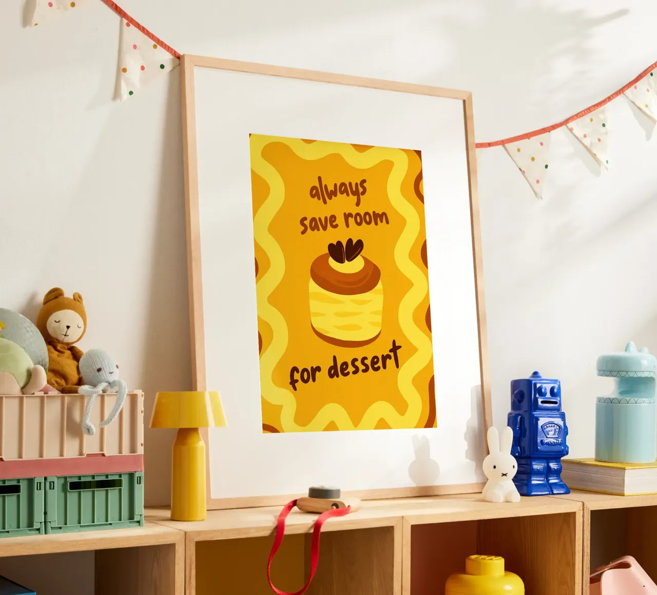 Lasciate sempre un po' di spazio per il dessert Cucina divertente poster con telaio in alluminio da oneroad