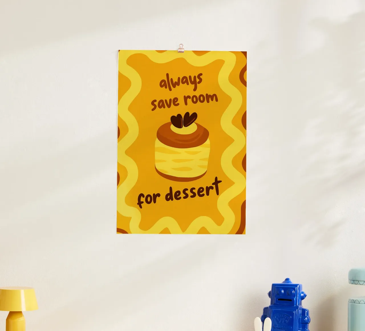 Lasciate sempre un po' di spazio per il dessert Cucina divertente poster con telaio in alluminio da oneroad