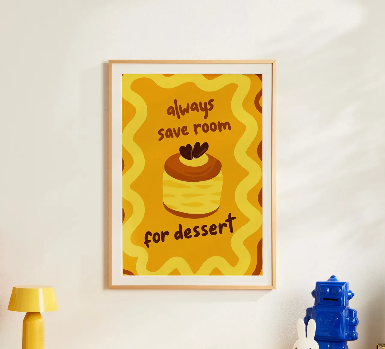 Lasciate sempre un po' di spazio per il dessert Cucina divertente poster con telaio in alluminio da oneroad