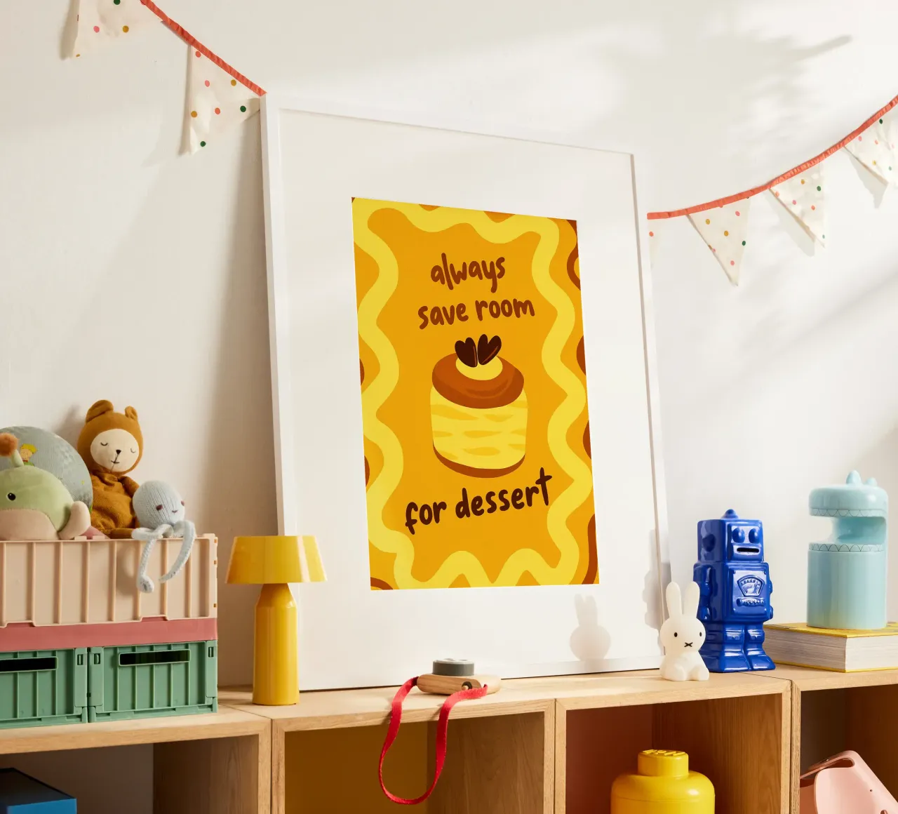 Lasciate sempre un po' di spazio per il dessert Cucina divertente poster con telaio in alluminio da oneroad
