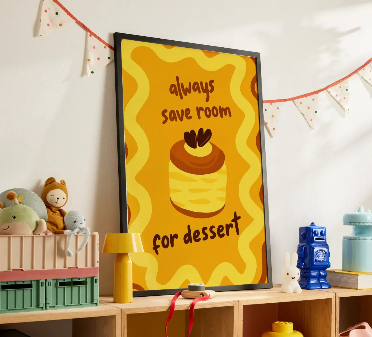 Lasciate sempre un po' di spazio per il dessert Cucina divertente poster con telaio in alluminio da oneroad
