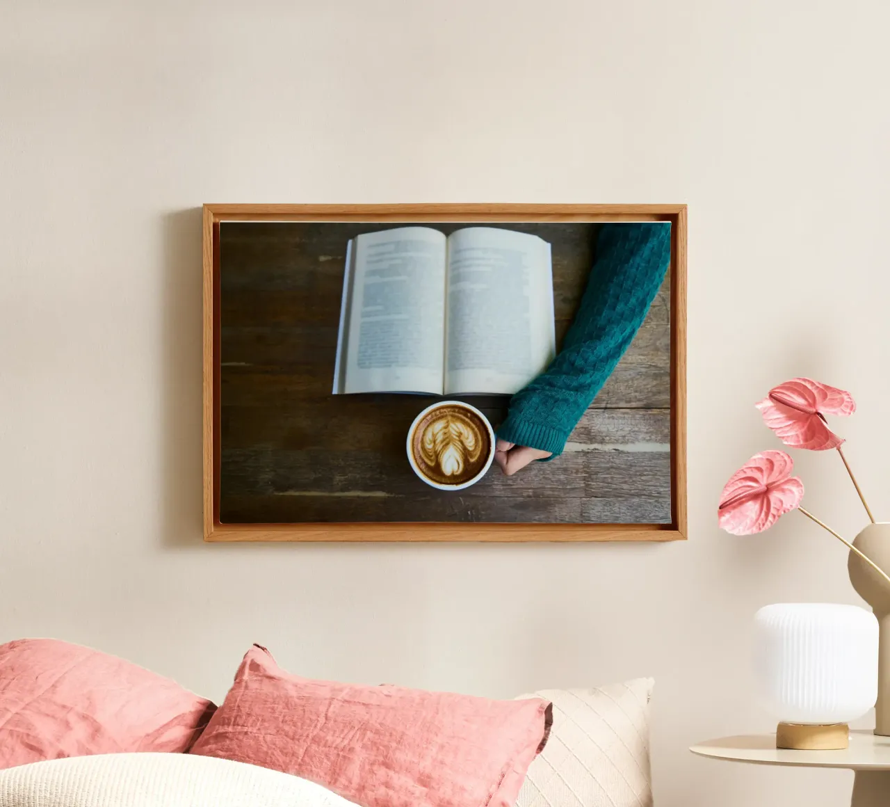 cafe table reading canvas by cofa home