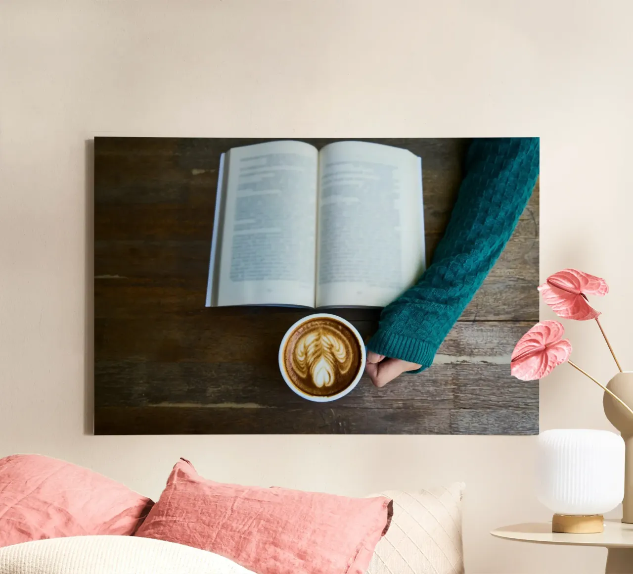 cafe table reading canvas by cofa home