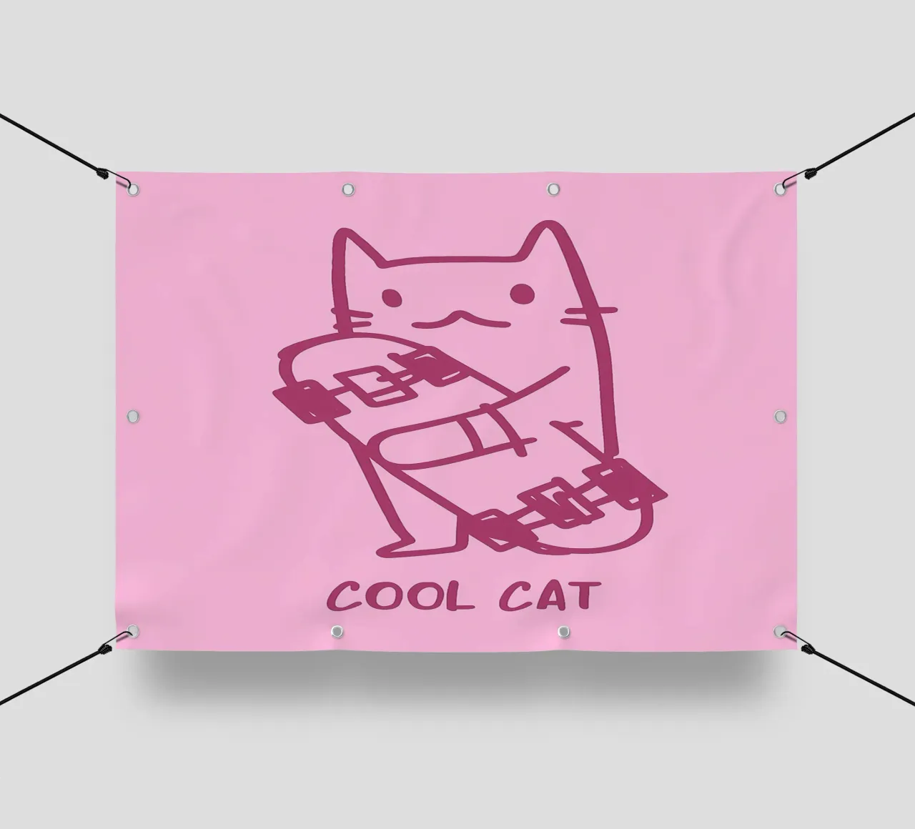 Gatto divertente Skateboard telo in pvc da oneroad
