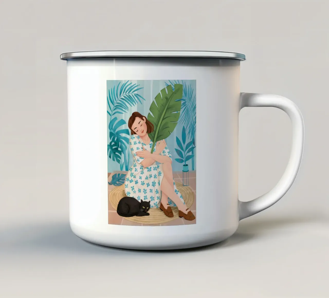 Lettura in piscina tazza in smalto da Pale Aura
