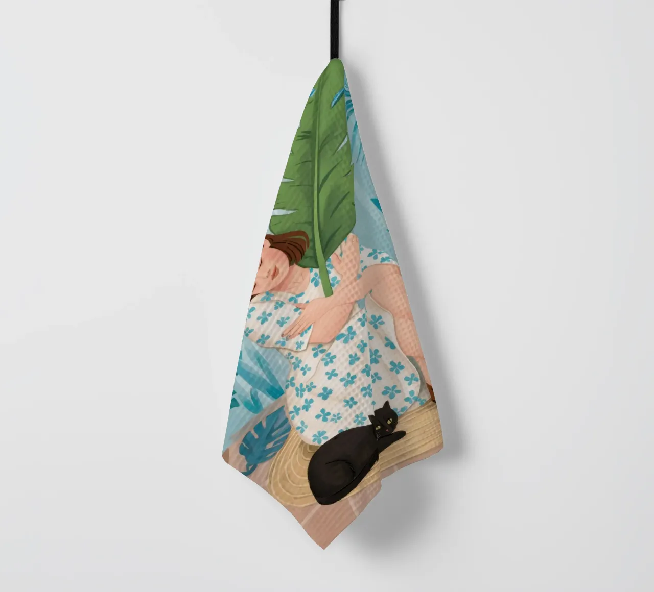 Reading by the Pool tea towel by Pale Aura