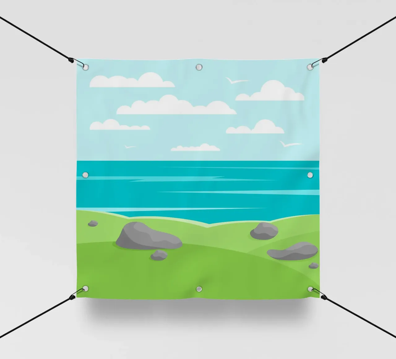 paesaggio scogliere di mare telo in pvc da pastel color shape