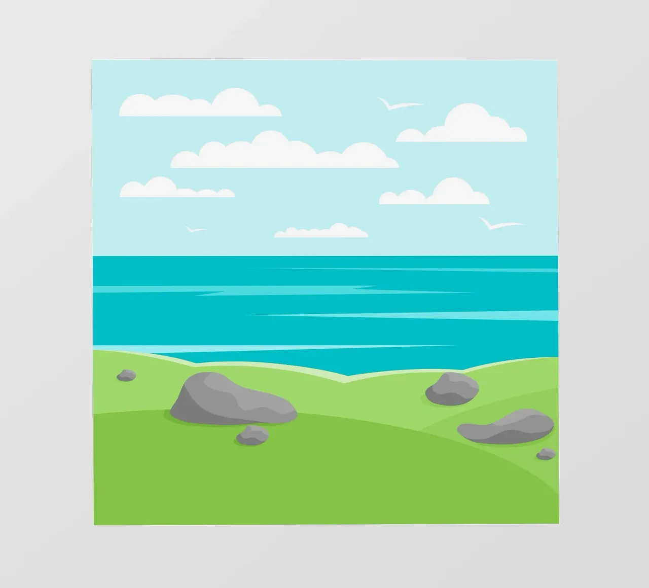 paesaggio scogliere di mare telo in pvc da pastel color shape