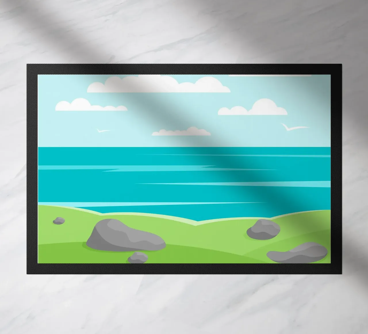 paesaggio scogliere di mare zerbino da pastel color shape