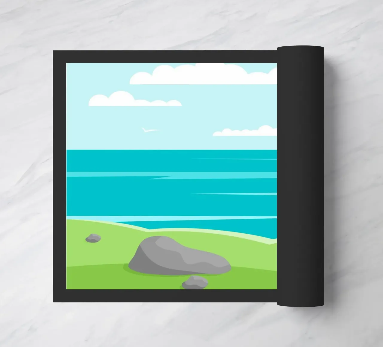 paesaggio scogliere di mare zerbino da pastel color shape