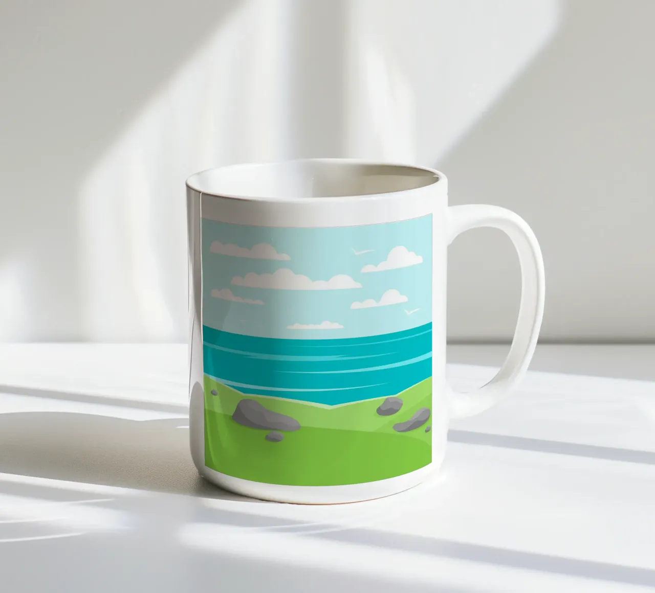 paesaggio scogliere di mare tazza in ceramica da pastel color shape