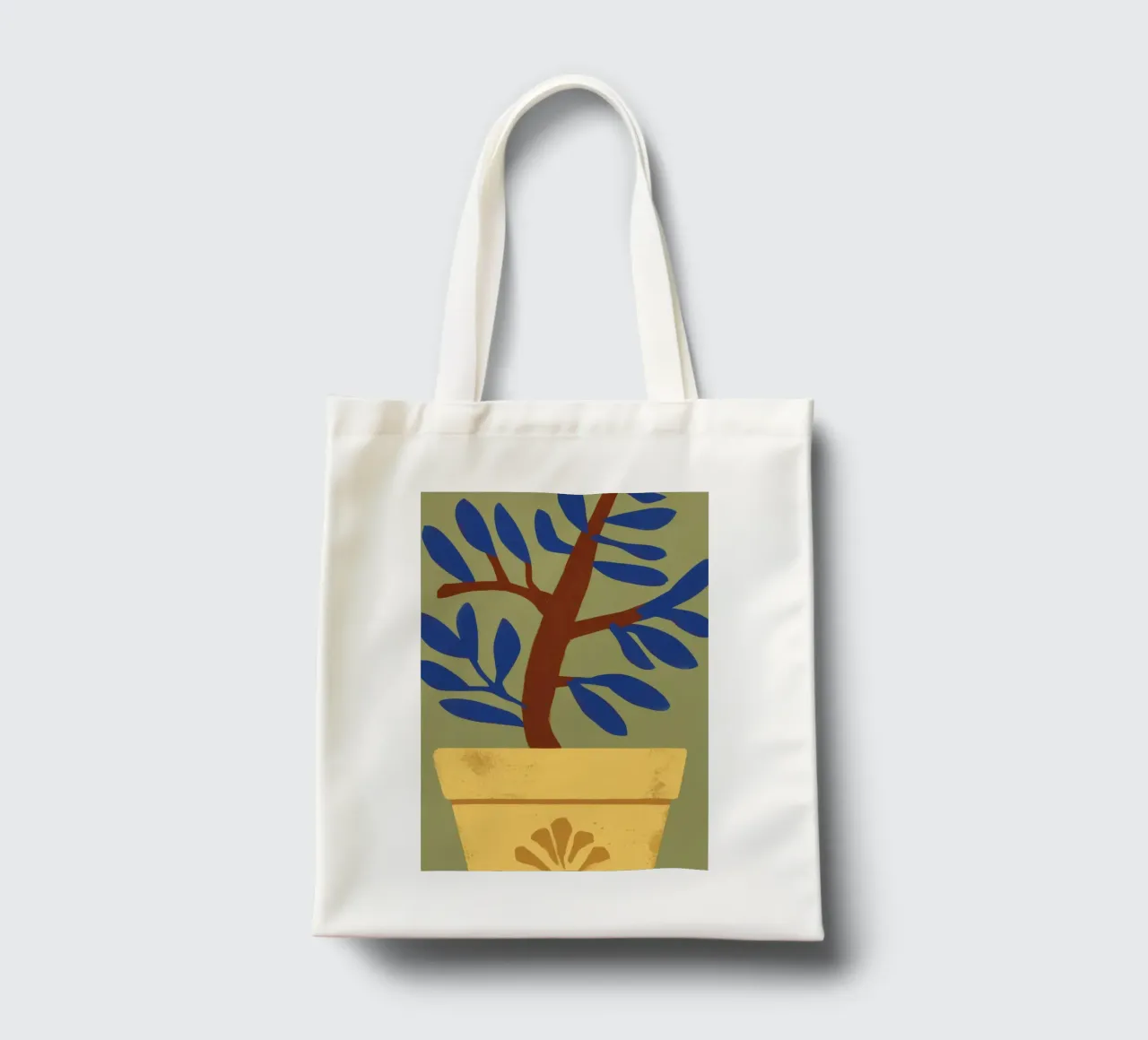 Yellow Pot Blue Tree tote bag by Sentinel Glow