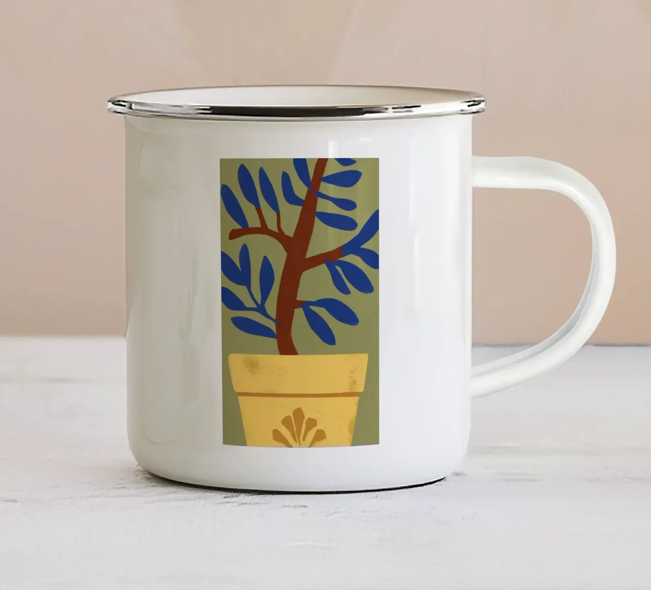 Vaso giallo Albero blu tazza in smalto da Sentinel Glow