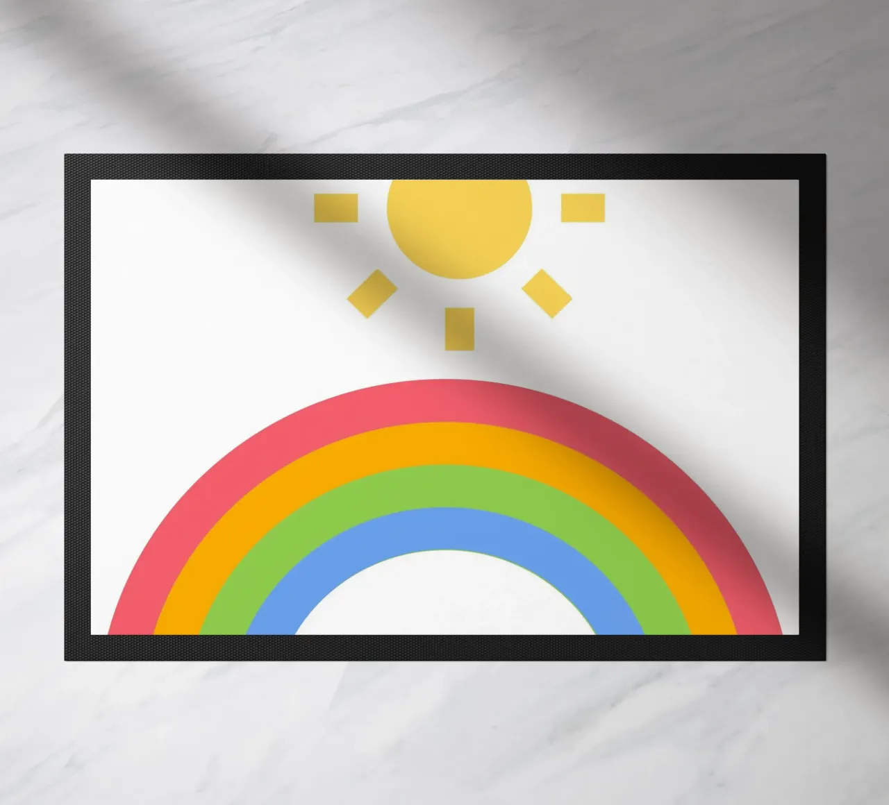rainbow sun doormat by pastel color shape