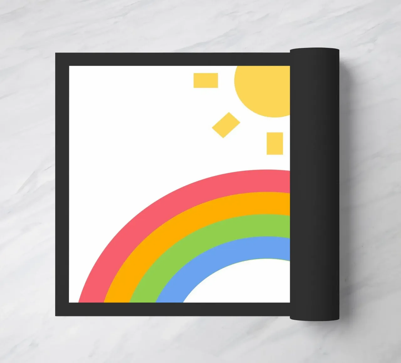 rainbow sun doormat by pastel color shape